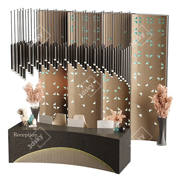 Modern Office Reception Setup 3D model image 2