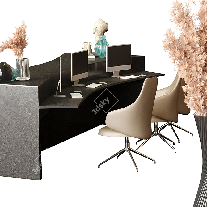 Modern Office Reception Setup 3D model image 3