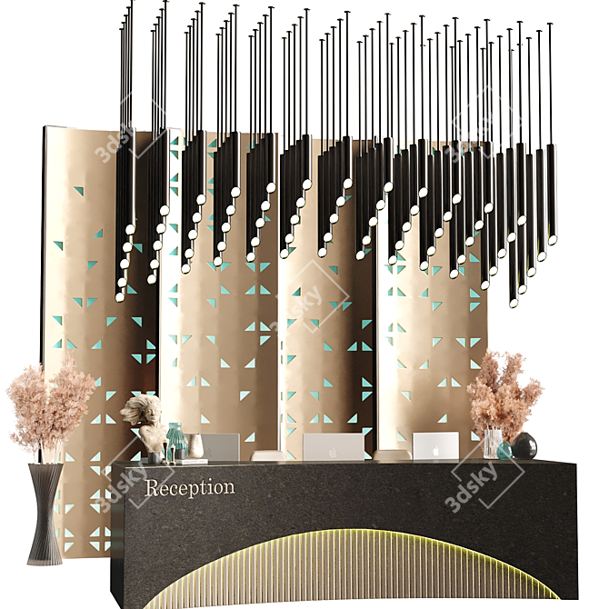 Modern Office Reception Setup 3D model image 4