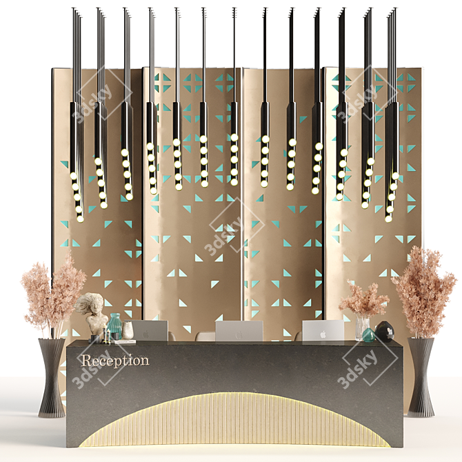 Modern Office Reception Setup 3D model image 5