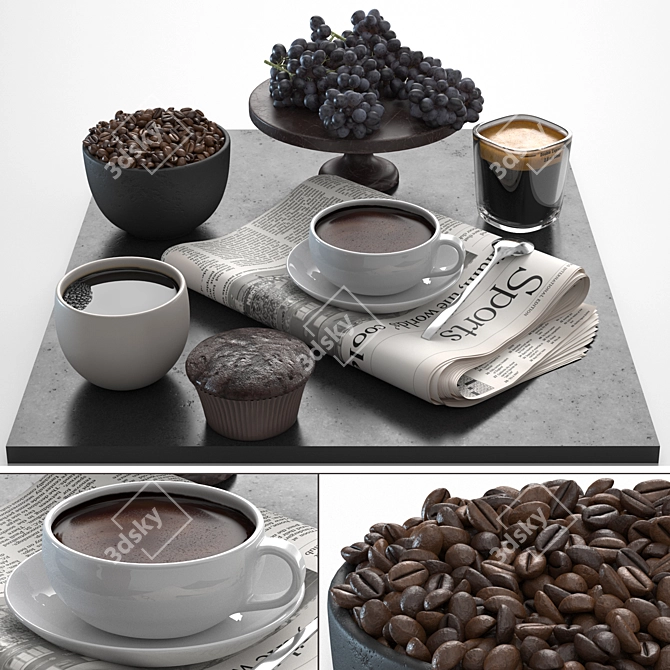 Modern Coffee Set 3D Models 3D model image 1