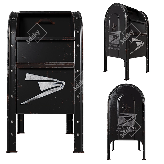 Express Mail Black U.S Mailbox 3D model image 1