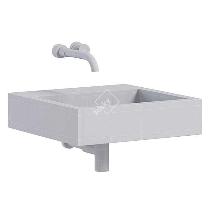 Elegant Wall-Hung Stone Basin 3D model image 3