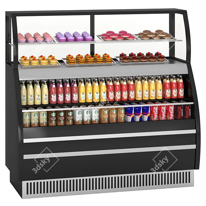 Supermarket Refrigerator Showcase, Juices & Snacks 3D model image 1