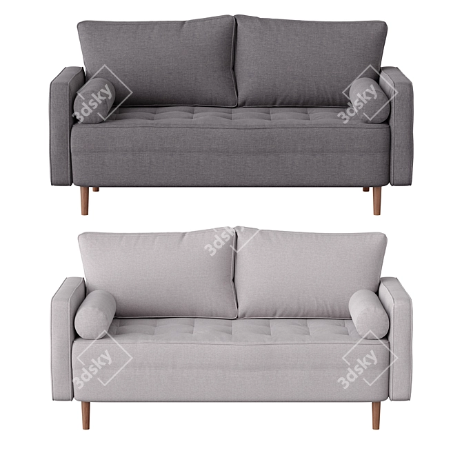 Hudson Fabric Sofa with Solid Wood Legs 3D model image 2