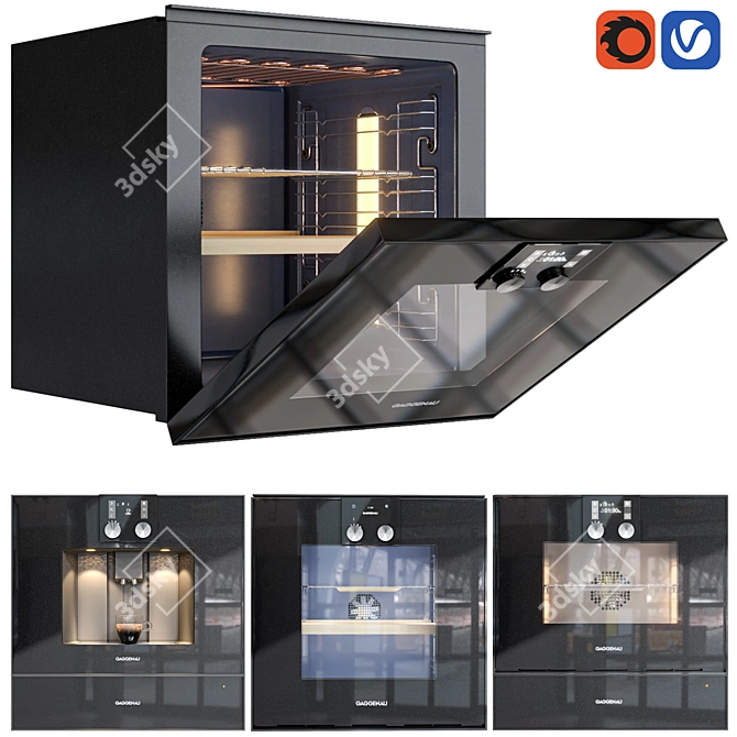 Gaggenau Oven Set with All Details 3D model image 3