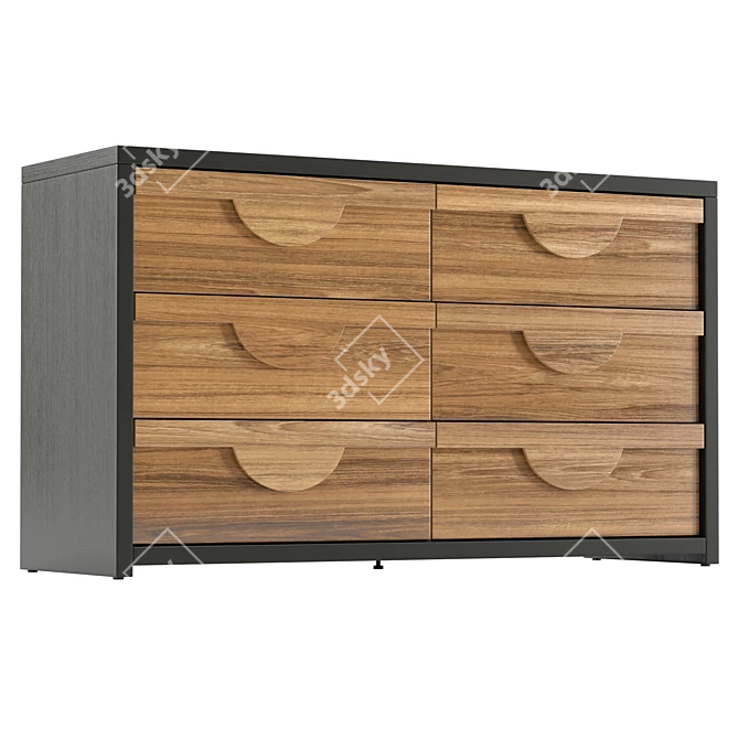 Modern 6-Drawer Dresser, UV-Unwrapped 3D model image 4