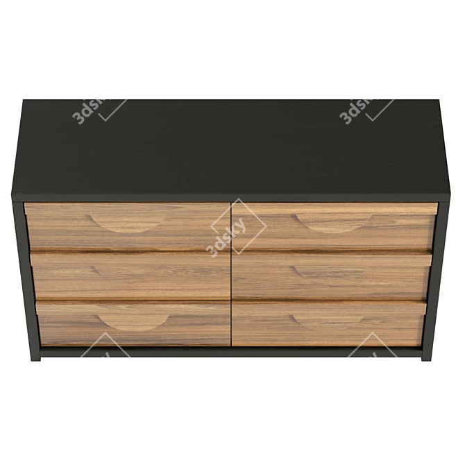 Modern 6-Drawer Dresser, UV-Unwrapped 3D model image 6
