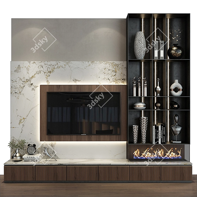 Modern TV Wall Decor Shelf 3D model image 1