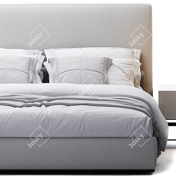 Modern Minimalist Powell Bed Set 3D model image 3