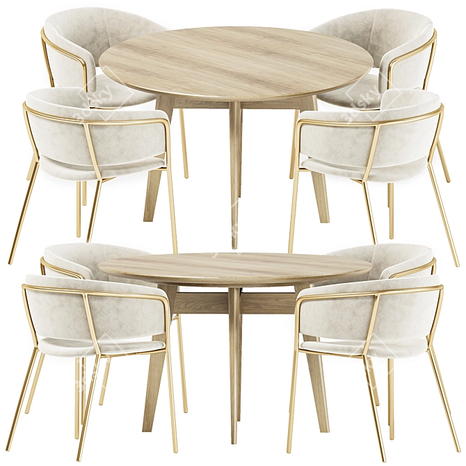 Modern Dining Set Collection: Stylish Elegance 3D model image 4