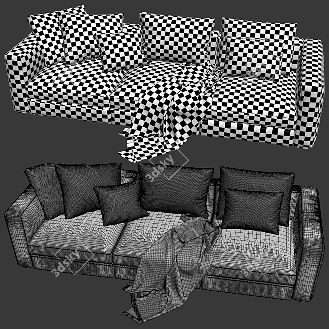 Luxury Modern Flexform Sofa Harper 3D model image 4