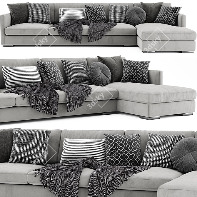 Contemporary Meridiani Belmon Large Sofa 3D model image 1