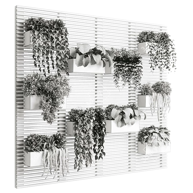 Metal Framed Plant Partition Box 3D model image 6