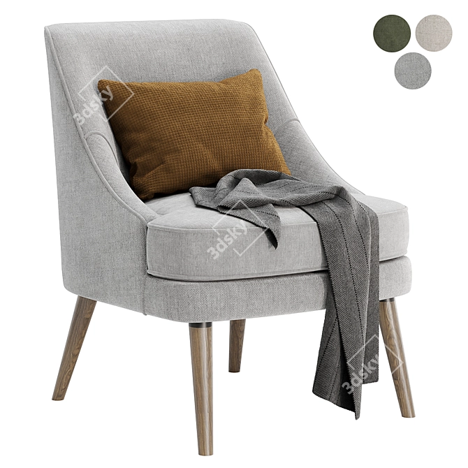 Kora Upholstered Side Chair 3D model image 3