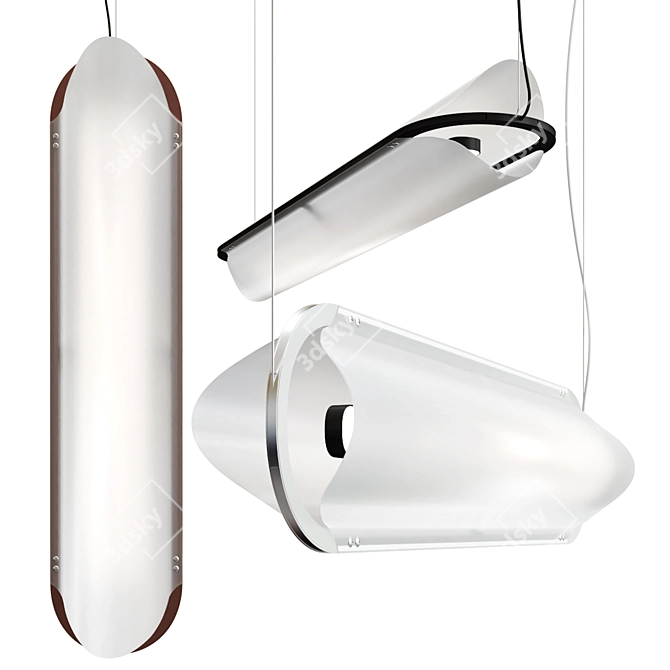 Modern Acrylic and Aluminum Pendant 3D model image 1