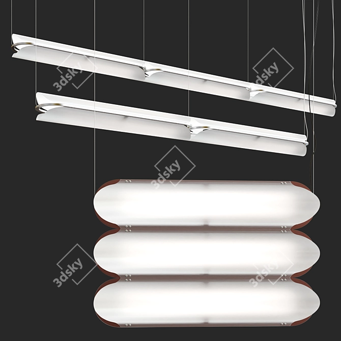 Modern Acrylic and Aluminum Pendant 3D model image 2