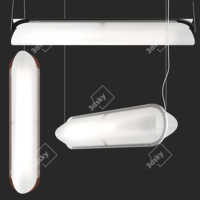 Modern Acrylic and Aluminum Pendant 3D model image 4