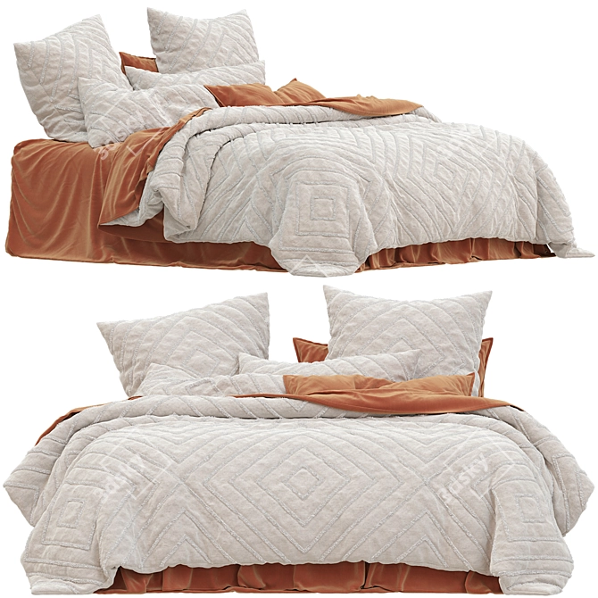 Tufted Iris Natural Quilt Cover 3D model image 1