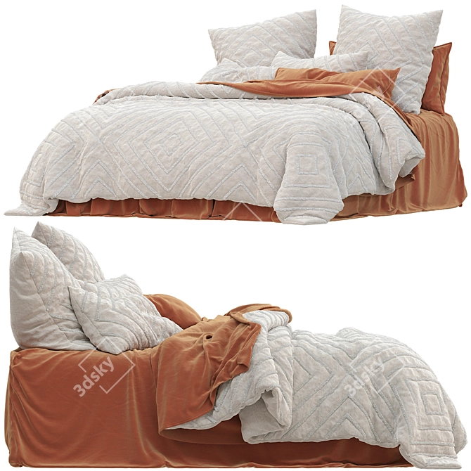 Tufted Iris Natural Quilt Cover 3D model image 2