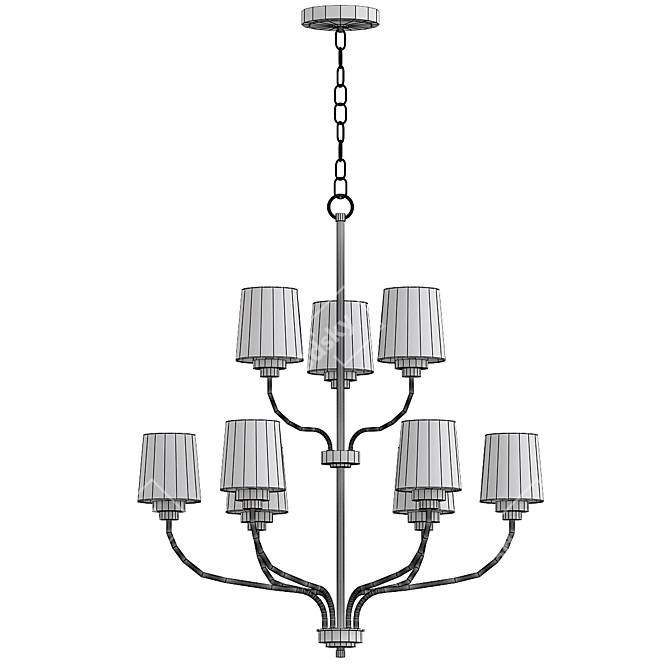 Windom Satin Brass Chandelier Model 3D model image 2