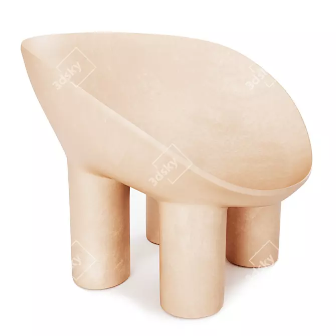 Sleek Roly-Poly Fiberglass Armchair 3D model image 2