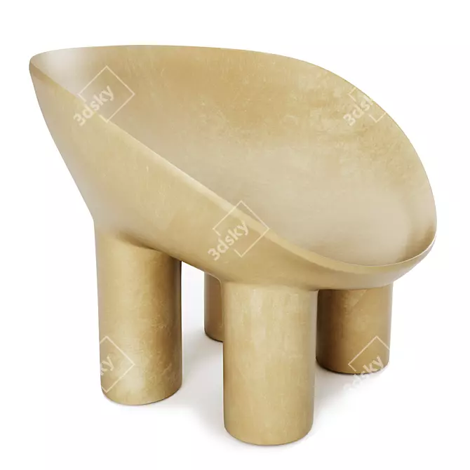 Sleek Roly-Poly Fiberglass Armchair 3D model image 3