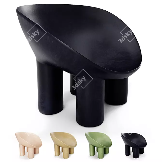 Sleek Roly-Poly Fiberglass Armchair 3D model image 8