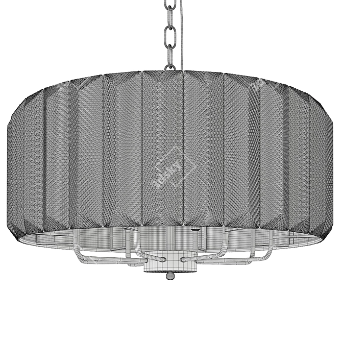 Embossed Glass Chandelier - Sleek Elegance 3D model image 2