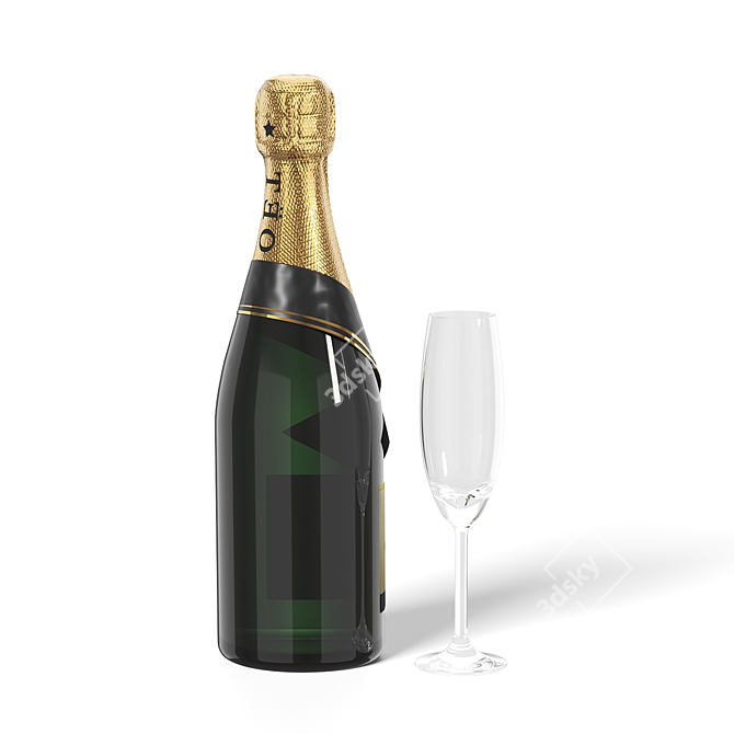 Exquisite Moët Chandon Champagne Bottle 3D model image 2