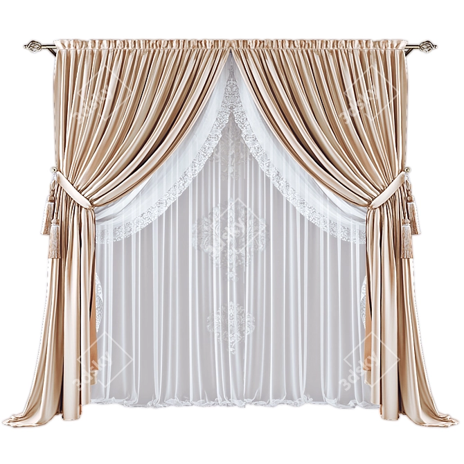 Russian-English Curtains Polys 318150 Verts 331324 3D model image 1