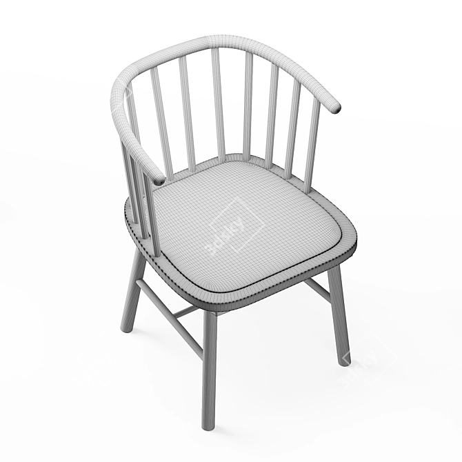  Rustic Rattan Ash Wood Chair 3D model image 4