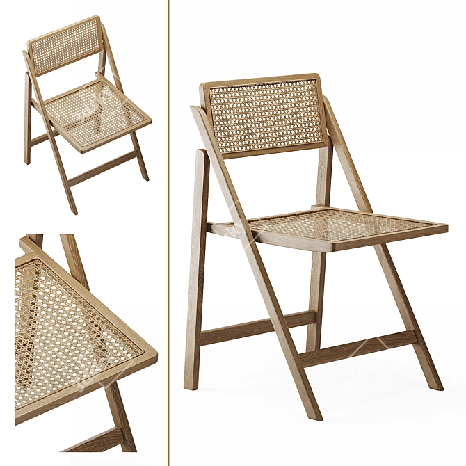 Zara Home RATTAN Hybrid Folding Chair 3D model image 1