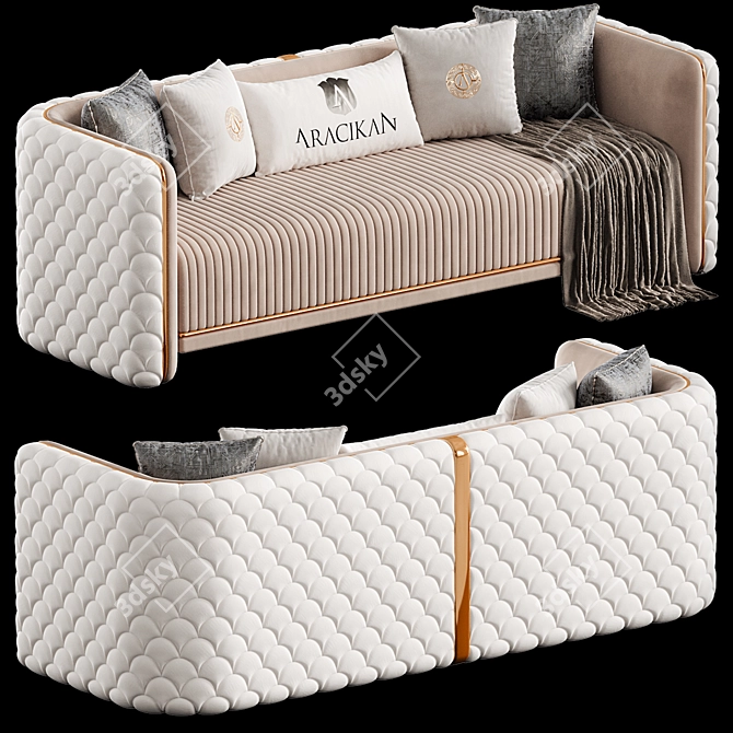 Elegant 3D Rose Sofa Set 3D model image 3