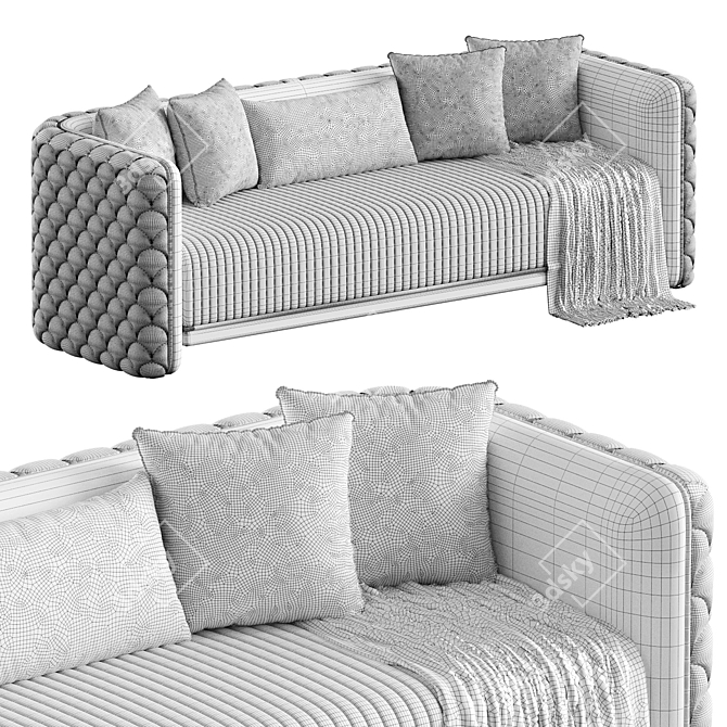 Elegant 3D Rose Sofa Set 3D model image 7