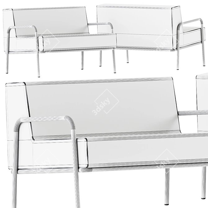 Compact QM Foam Sofa Frame 3D model image 4