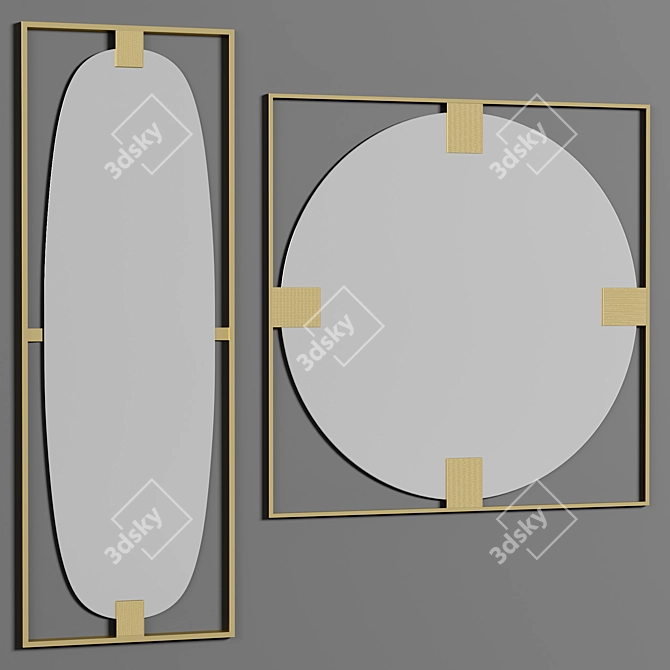 Modern Square Paolo Mirror 3D model image 1