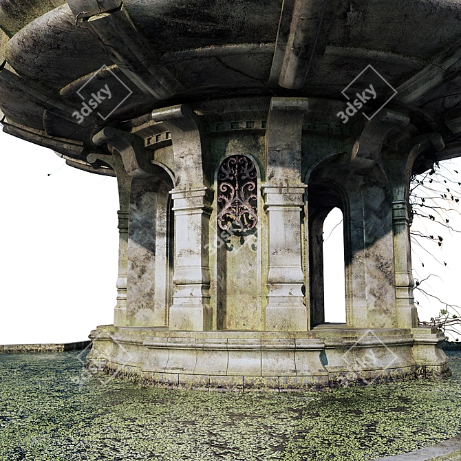 Overgrown Vintage Fountain 3D model image 4