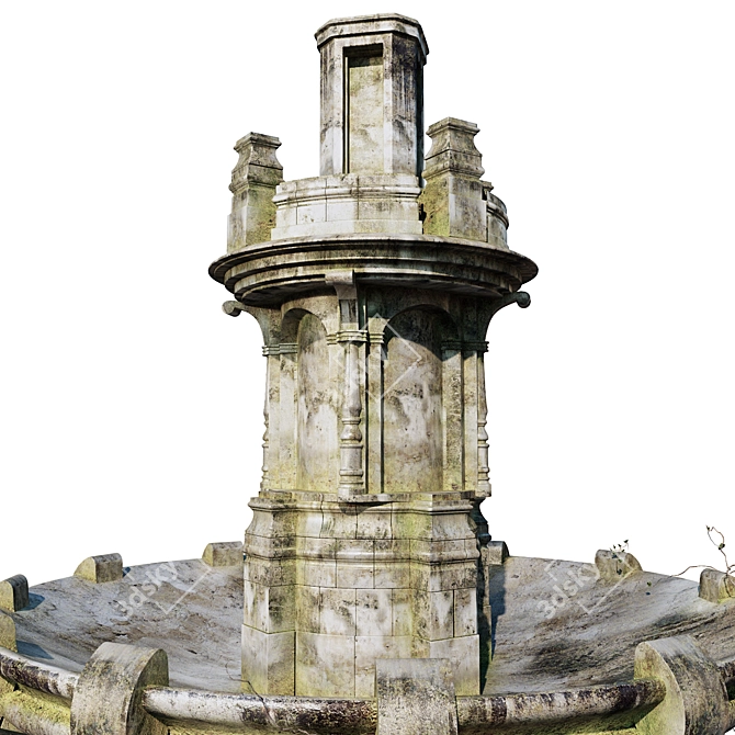 Overgrown Vintage Fountain 3D model image 6