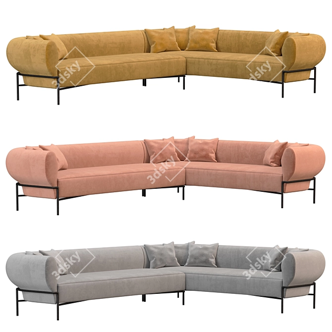 Modern Madda Sectional Sofa Set 3D model image 1