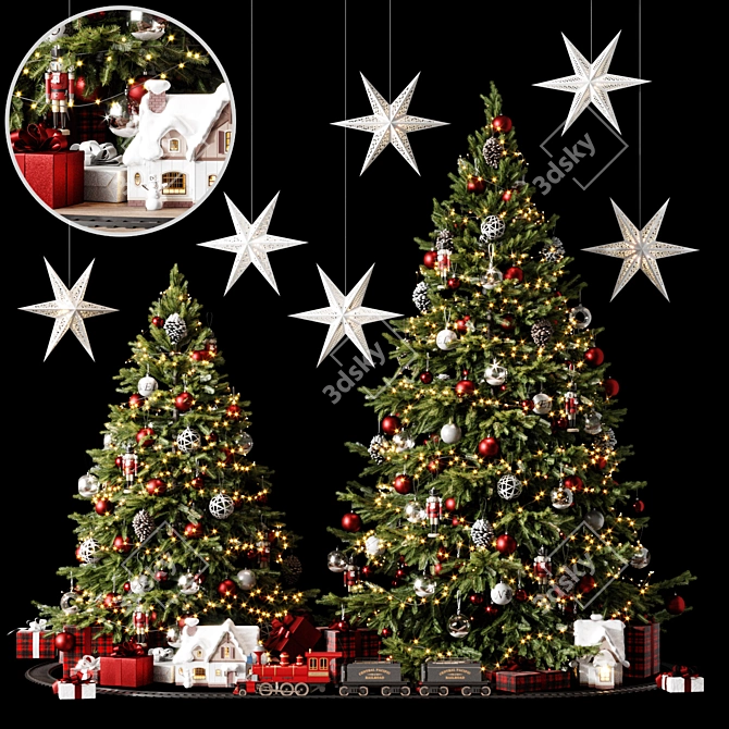  Christmas Tree Set with Height Options 3D model image 1