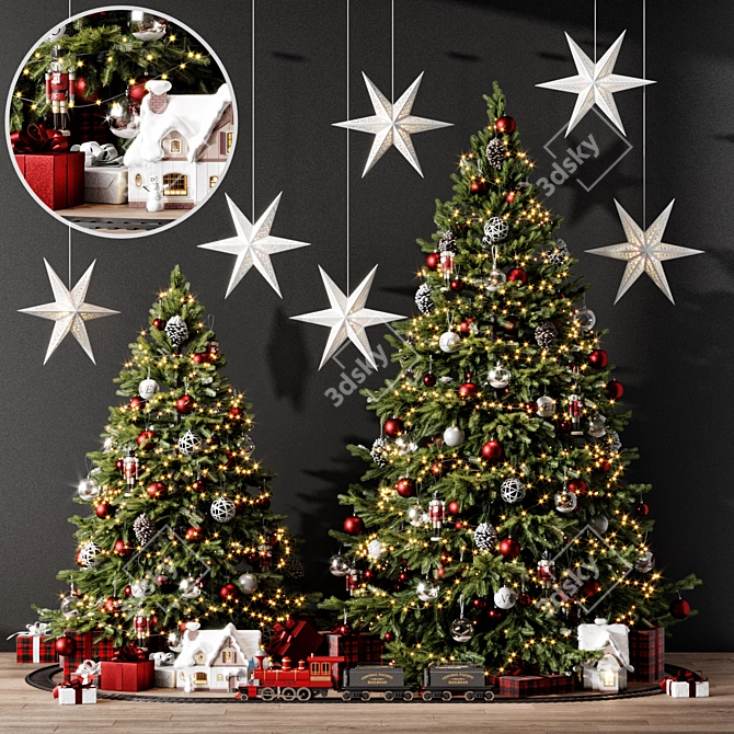  Christmas Tree Set with Height Options 3D model image 2