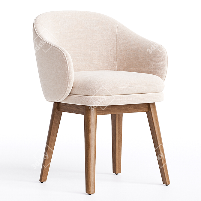 Sleek Wayne Arm Dining Chair 3D model image 1