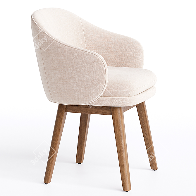 Sleek Wayne Arm Dining Chair 3D model image 2