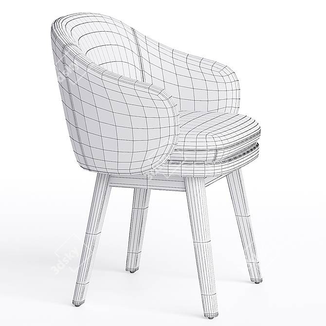 Sleek Wayne Arm Dining Chair 3D model image 3
