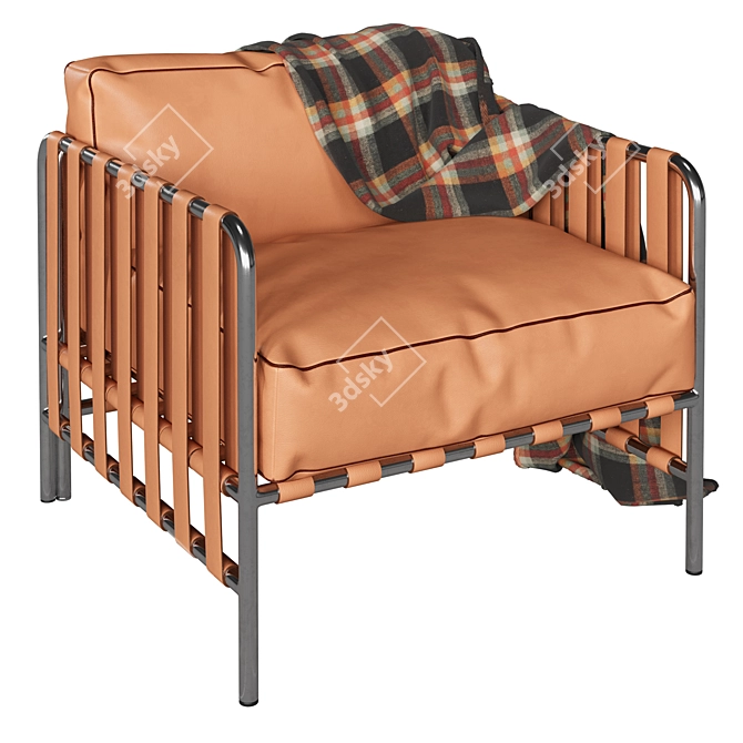 Modern Chic Designer Armchair with Vinyl Webbing 3D model image 1