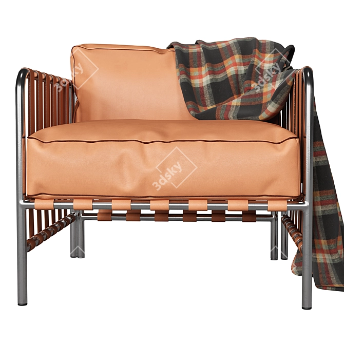 Modern Chic Designer Armchair with Vinyl Webbing 3D model image 2