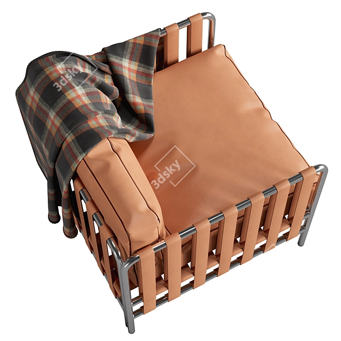 Modern Chic Designer Armchair with Vinyl Webbing 3D model image 4