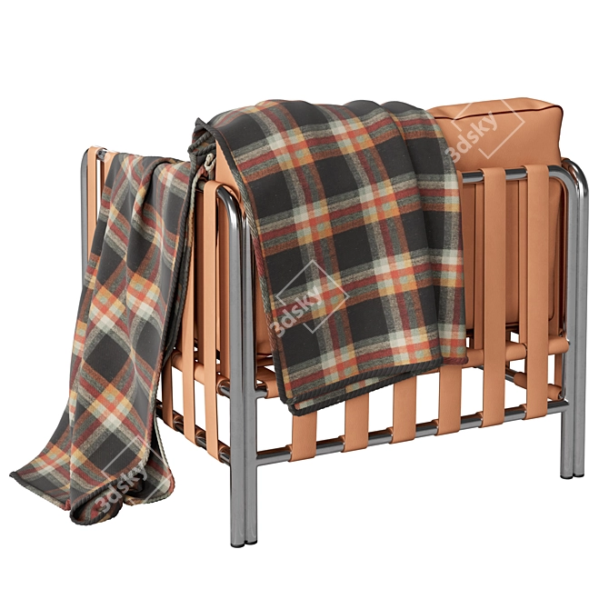 Modern Chic Designer Armchair with Vinyl Webbing 3D model image 5