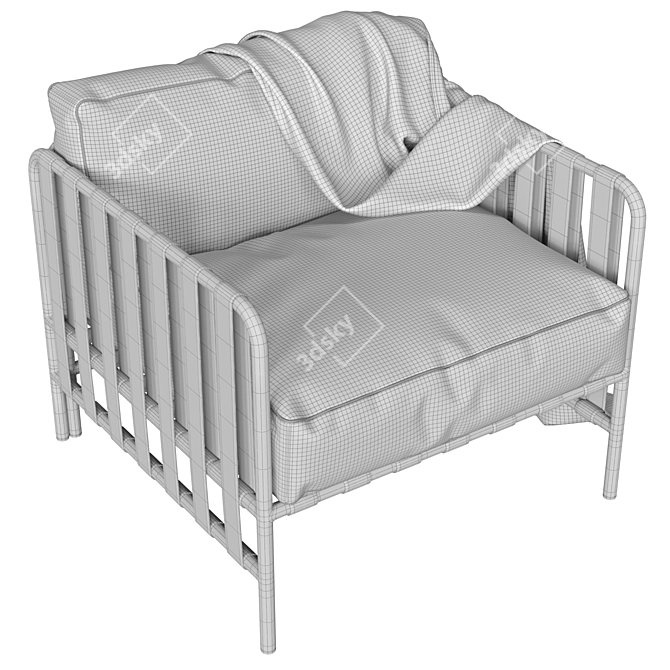 Modern Chic Designer Armchair with Vinyl Webbing 3D model image 6